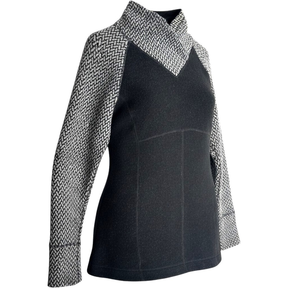 Marmot Brynn Wool Raglan Sweater Womens XL 16 Herringbone Longline Black $125